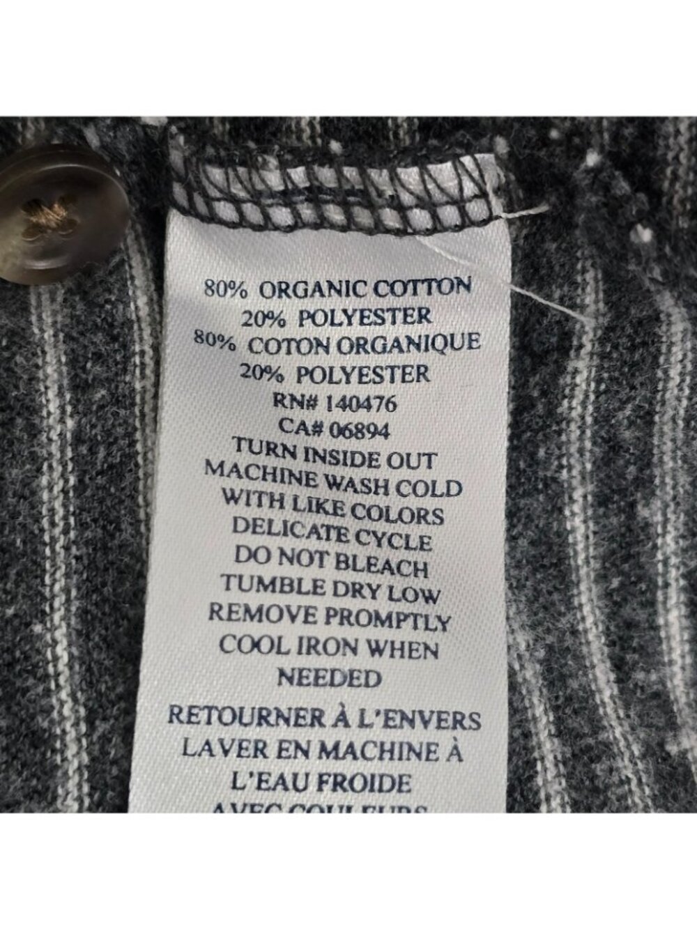 Faherty Stripe Polo Shirt Men Medium Gray Organic Cotton Long Sleeve Collared - Picture 8 of 9